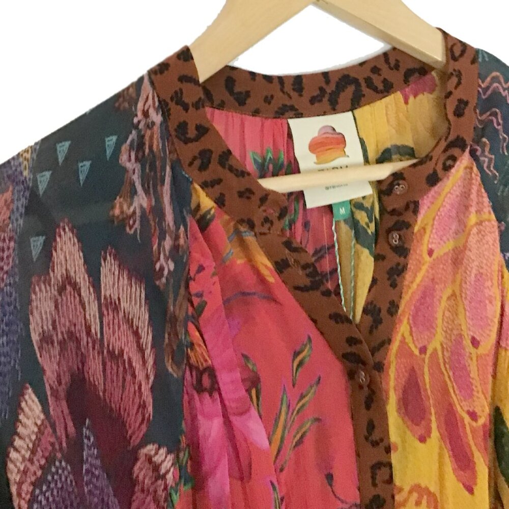 FARM RIO Mixed Prints Button Down Maxi Dress In Mix Print - Picture 4 of 16